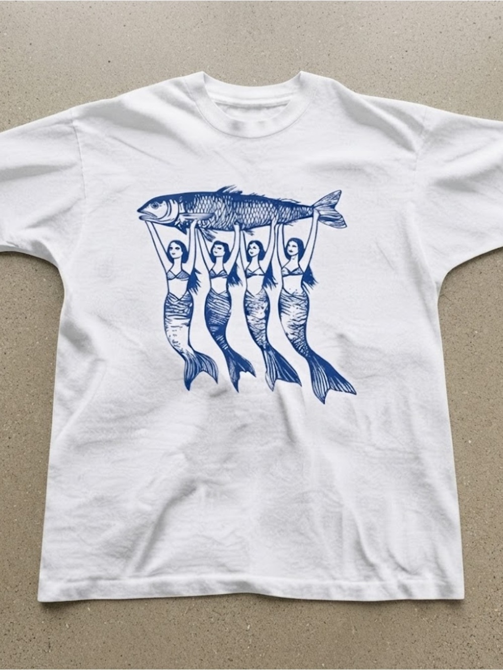 Mermaid Fish Illustration Graphic Gildan Cotton Unisex Crewneck Tee
